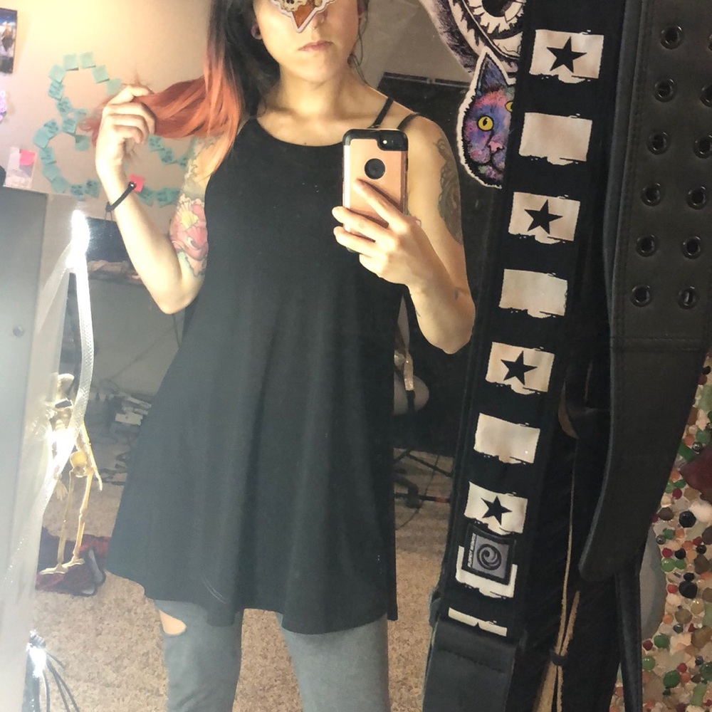 Black Flared thin strap Summer Dress